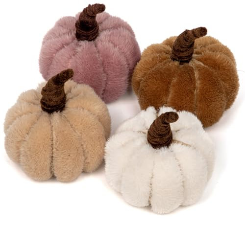 4er-Set Kunstpflanze Set künstliche Samt-Kürbisse, Künstlicher Kürbis für Halloween DIY-Herbstdekorationen, Herzstück für Herbsthochzeit, Herbst-Wohnkultur, Thanksgiving-Dekoration, Halloween Deko