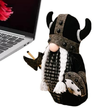 , Gnomes suédois - en Peluche Guerrier Nain | Tenant Une Hache et Un Bouclier Portant Une Cape, décor de Guerrier suédois médiéval Miniature pour Table d'étagère à Plateau