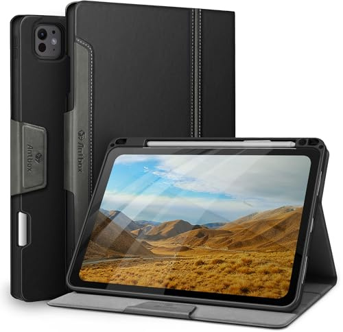 Antbox Coque pour iPad Pro 11 Pouces M5/M4 (2025/2024), Noir | Étui PU, Porte-Stylet, Veille/Réveil Auto