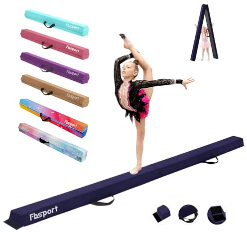 FBSPORT Gymnastikbalk 270 cm hopfällbar gymnastikbalans, gymnastikstråle sportövningsutrustning för träning av barn