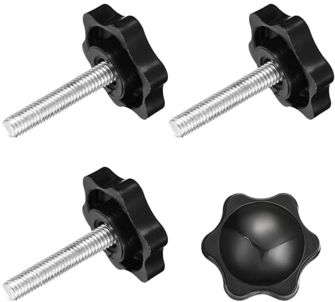 sourcing map 4Pcs Clamping Screw Knob, M6 x 30mm Hex Shaped Star Knob Plastic Grips Hand Tightening Screw Handle for Umbrella Base Mechanical Furniture, 32mm Dia