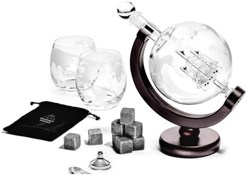 Calledelregalo Juego de vasos decantadores de whisky en forma de globo terráqueo, para bar en casa, regalo para hombres y mujeres