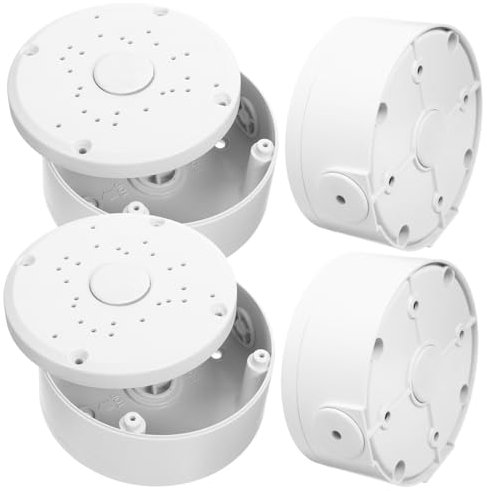 ETHZZLE 4pcs Waterproof Camera Junction Box with Cover and Wall-mounted Camera Holder for Outdoor Cctv Cable Management and Electrical Wire Storage Uk