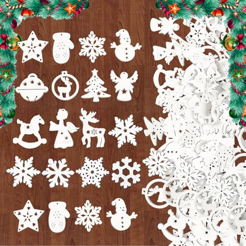 150 Stücke Weihnachtsdeko Holz, Mini Holzdeko Streudeko Weihnachten Christbaumschmuck Weihnachtsdeko Weihnachten Mini Streudeko Holz für DIY Basteln Weihnachten Geschenkbox