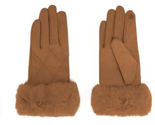 QUEEN HELENA Winterhandschuhe aus Wildleder mit weichem Fell, warm, elegant, für Damen G03-1