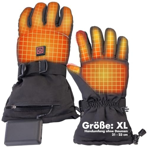 PEARL urban Handschuhe beheizt: Beheizbare Handschuhe mit Akkus, wiederaufladbar, 3 Heizstufen, Gr. XL (Beheizbare mit Akku, Elektrische, Ski)