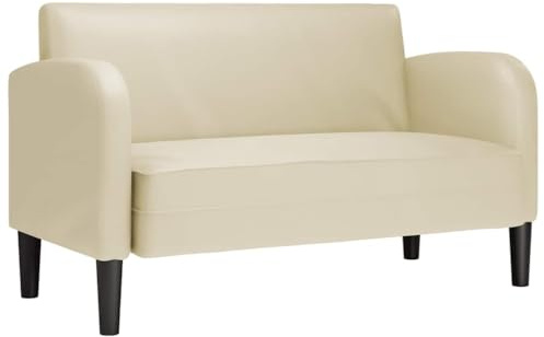 vidaXL Zweisitzer-Sofa Creme 110 cm Kunstleder