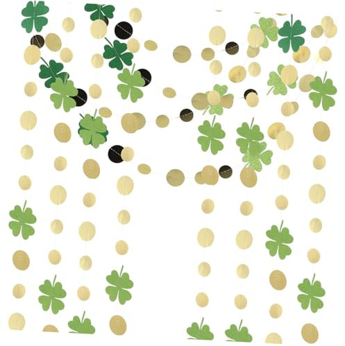 Happyyami 4stücke Hängende Dekorationen Aus Irischem Design Mit Glitzernden Blättern Und Kreis Punkten Für Party Feiertag Geburtstag Hochzeit Einfach Aufzuhängen Mit Schnur Oder Haken Wieder