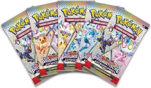 BB-Toy-Trades Bundle aus Pokemon Karmesin & Purpur 5 Prismatische Entwicklungen Booster KP 8.5 - Sammelkarten Packs - Deutsch 10 Karten pro Packung und Toploader