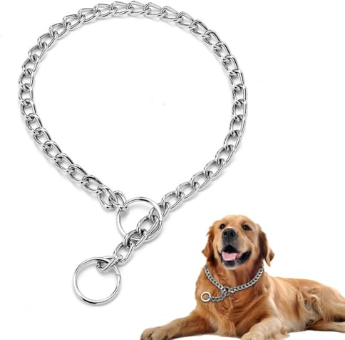 KEQAR Collare Regolabile per Cani, Fibbia Sicura, Collare a Strozzo, Collare a Scorrimento per Cani, Collare Cane Taglia Grande in Acciaio Inossidabile, per Cane Grandi Media per Allenamento (55cm)