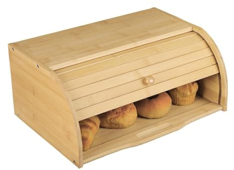 AMYSTY Boîte à Pain Huche à Pain Boîte À Pain en Bambou, Boîte À Pain Rustique À Couvercle Rabattable Peu Encombrante pour Comptoir, Rangement du Pain Conservation du Pain