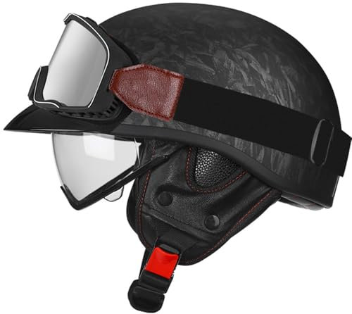 Caschi Jet E Demi-Jet Moto Stile Vintage Caschi Cromwell Con Doppia Visiera Mezzo Casco Da Motociclista Per Uomini Donne Omologato ECE/DOT 3/4 Casco A Scodella Per Scooter 1,XXL
