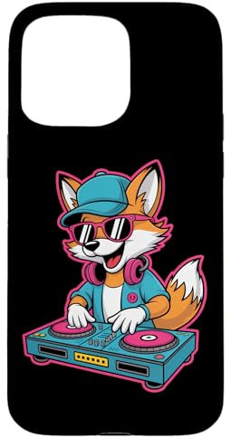 Renard Cool Dj Avec Casque Lunettes Coque pour iPhone 15 Pro Max