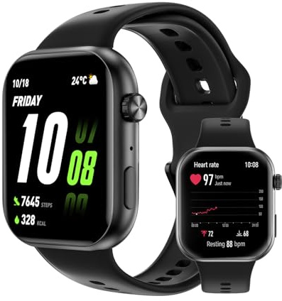 Honor Choice Watch 2i, 1.85 AMOLED, Bluetooth Calling Smart Watch, 14 Jours D'autonomie, Compatible avec Android et iOS, Heart Rate Monitor Montre Connectée, IP68, Noir
