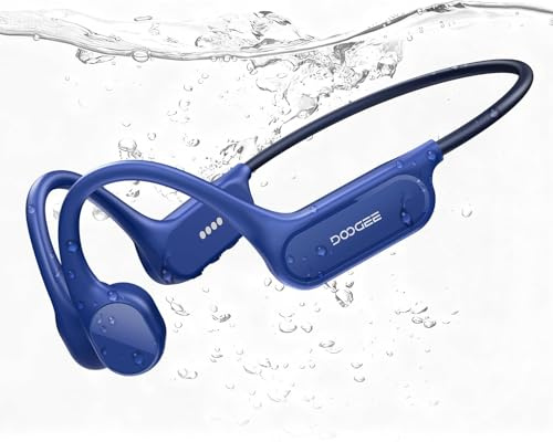 DOOGEE Knochenschall Kopfhörer Bluetooth 5.4, Kopfhörer Schwimmen, 10H Sport Lauf Drahtlos IP68 Open-Ear Kopfhörer mit 32GB MP3 Doppelmodus für Radfahren, Unterwasserschwimmen