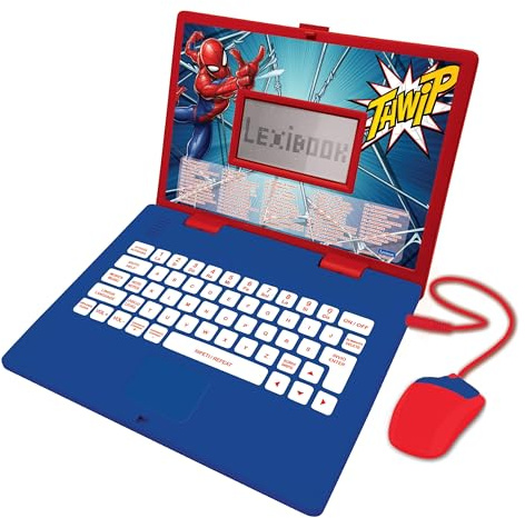 Lexibook - Spider-Man Computer Portatile educativo bilingue Italiano/Inglese - 124 attività per Un apprendimento Divertente e interattivo - Matematica, logica, Musica, Orologio - JC598SPi5LXB
