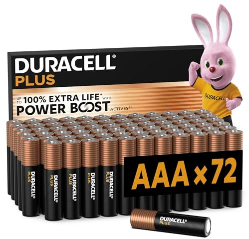 Duracell Plus AAA Batterien (72er-Pack) Alkali 1,5 V Hochleistungsbatterien Batterie Bis Zu 150% Längere Lebensdauer Mit Power Boost Active Zuverlässigkeit für Alltagsgeräte Lagerung Bis Zu 10 Jahre