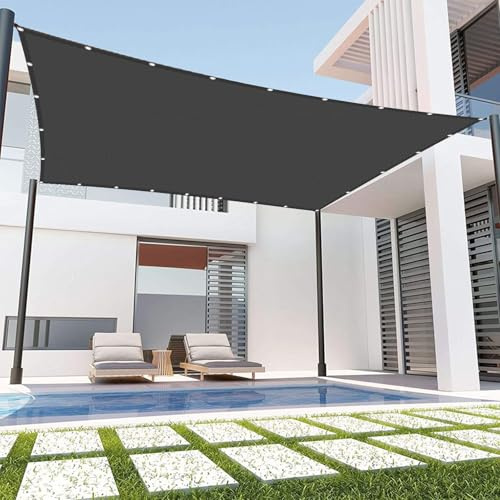 Vela Ombreggiante Impermeabile 3 x 4 m Protezione Raggi UV Tela Vela Ombreggiante Telo Tenda da Sole Antistrappo per Serre, Terrazze, Pergolato, Grigio Scuro