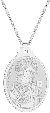 Générique Collier médaillon Sainte Barbe pour femmes Religion Bijoux Amulette Pendentif pour hommes chrétiens anciens