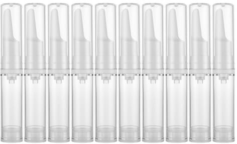 GRADENEVE Bouteilles Pompe Airless 5ml en Plastique Compact Lot de 10 Distributeur Cosmétique Rechargeable pour Sérum Yeux pour Voyage et Protection des Cosmétiques