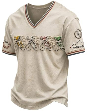 Herren T-Shirt mit Retro Print zur Tour de France,Radsport Fans T Shirt mit Aufdruck für Tour-de-France,Klassisches Sommer Kurzarm Rundhals Tshirt Fahrradtrikot Tee Top Freizeitshirt
