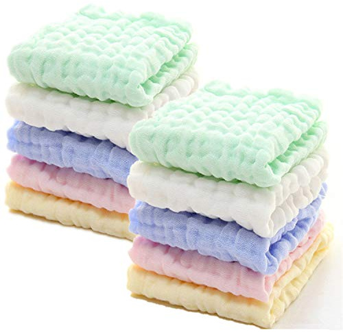 Baby muslin tvättlappar – naturlig ekologisk bomull babyservetter – mjuk nyfödd baby ansiktshandduk för känslig hud – bebislista som duschgåva