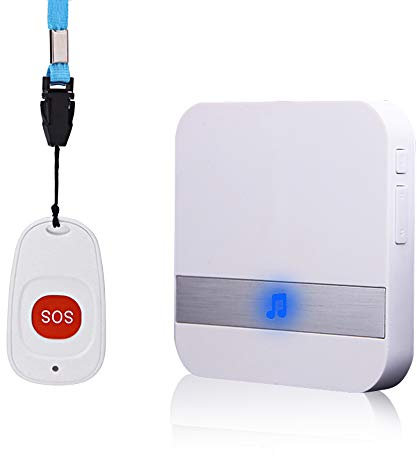ALEENFOON Home Safety Patient Alert Alarm System Wireless Alarm Emergency Call Button Plug-in Elderly Monitor Caregiver Personal Pager for Elderly Kids (1 to 1 white)