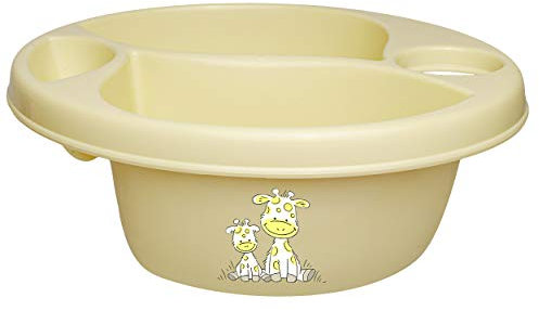 alles-meine.de GmbH 3 Kammer - Schüssel/Waschschüssel/Kinderwaschbecken - beige - Creme Tiere - Giraffe Bieco - mit Seifenablage - Organizer - Reinigungsmittel Aufbewahru..