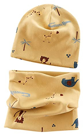 VUCDXOP Baby Kinder Baumwolle Mütze Schal Set Winter Jungen Mädchen Beanie Hüte + Schlauchschal 2er Set Herbst Winter Weich Baumwolle Beanie Mütze Hut Halstuch Rundschal Nackenwärmer Set