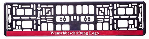 Generisch 50 Stück Kennzeichenhalter Bedruckt mit eigener Wunschbeschriftung Text Logo Nummernschildhalter Kennzeichenhalter Schmaler Rahmen 520x140 mm