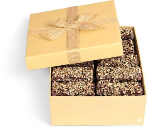 Gourmet Viennese Crunch Red Gift Box - by It's Delish | 16 OZ Premium Dark Chocolate Coated With Chopped Nuts Hard Candy Bulk English Toffee Style New Years & Valentines Gifts – Kosher OU Parve