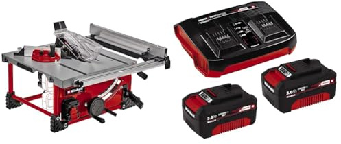 Einhell Akku-Tischkreissäge TE-TS 36/210 Li Power X-Change (36 V, Li-Ion, Ø210 x Ø30 mm Sägeblatt, 3800 min-1, Tischverbreiterung rechts, inkl. Winkelanschlag, inkl. 2x 3,0 Ah und Twincharger)