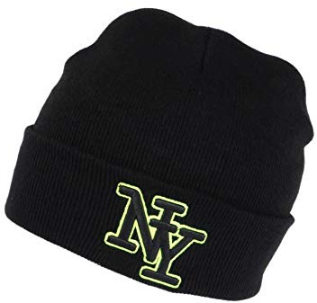 Hip Hop Honour NY - Berretto da bambino nero e giallo fluo, in morbida lana, da 7 a 12 anni, taglia unica, colore: nero - ragazzo, Nero , taglia unica