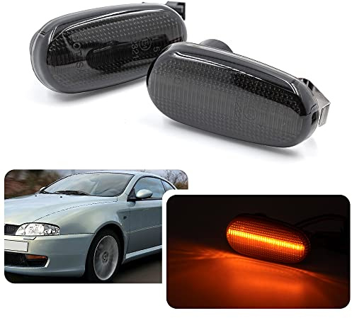 NJSSJD Luces intermitentes LED con indicador lateral para Alfa Romeo 147 GT 937 MiTo 955 Fiat Bravo II MK2 Hatchback CAN-bus Sin errores Lente ahumada Fender Marcador lateral Lámpara de señal de giro
