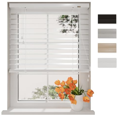 DTCH® Aluminium Jalousie Innen Weiß 130 x 180 cm (BxH), 50mm Matte Aluminium lamellen, Breiten von 60 bis 240 cm