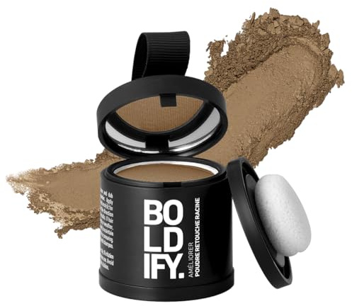 BOLDIFY Ansatzpuder ﻿Großpackung - Haar Concealer zur Haarverdichtung für Frauen und Männer, Grauabdeckung für 24h, wasserfestes Haar Make-up zum Ansatz kaschieren (Dunkelblond)
