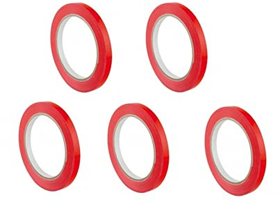 syrom 5 Rotoli Nastrino 9 mm x 66 metri nastro adesivo per sigillatrice chiudi sacchetti manuale (rosso)