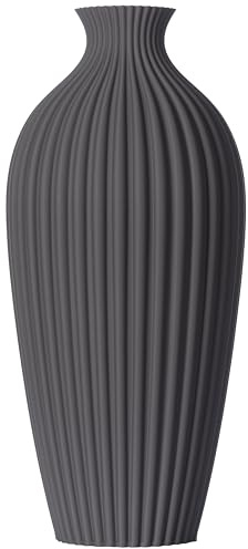 3D Vase Dekovase Saskia XL 38cm Bodenvase Dunkelgrau Vase Pampasgras Trockenblumen
