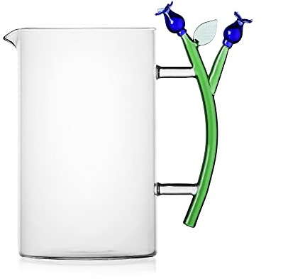 Ichendorf Milano Brocca, Fiore Blu, Collezione Botanica, 150 cl, Vetro Borosilicato, Fatto a Mano