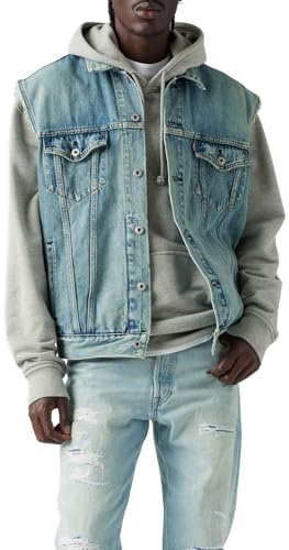 Levi's RELAXED TRUCKER VEST MED INDIGO - WORN IN