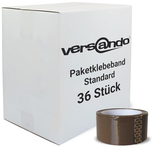 versando Lot de 36 rouleaux de ruban adhésif marron 48 mm de large x 66 m de long (1 carton)