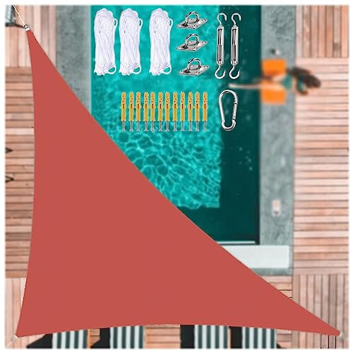 Voile Dombrage Triangulaire ， Toile ImperméAble Triangle Ombrage ， pour en Plein Air, Jardin and Terrasse,Red-4m/13ftx4m/13ftx4m/13ft