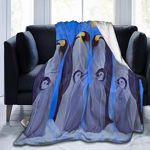 okoikfc Kuscheldecke Flauschig 220x240 cm 3D Süßer Pinguin Decke Fleecedecke - Wohndecke, Sofadecke XXL, Decke Couch Blanket, Kuscheldecke Große, Sofa überwurfdecke