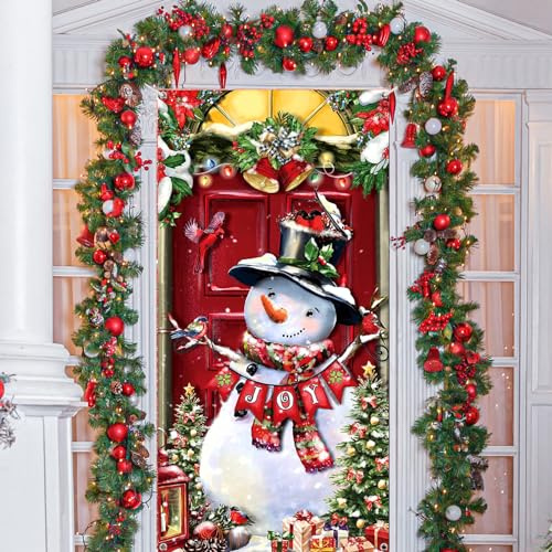 ForHome 180 x 90 cm Tür Abdeckung Weihnachten,Weihnachten Türabdeckung Dekoration,Weihnachten Banner,für Haus Wand Tür Vorhang Weihnachtsfeier Deko,Fotografie Hintergrun (Schneemann)