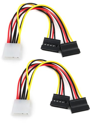 Wisesurf 2 Pcs Digitus Power Cable Y Adapter, Comprehensive SATA III Data Power Splitter, Mounting Kit Compatible for All SATA Devices