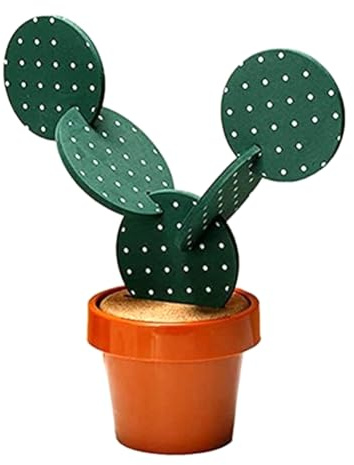 Doxiuyo Set di Sottobicchieri di Cactus per Bevande da 6 Pezzi, Sottobicchieri Divertenti Regalo di Cactus con Supporto per Vasi di Fiori per Decorazioni per Bar, Uffici Domestici, Facili da Usare
