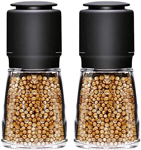 QTANZIQI Set Manual Chili Grinder Glass Bottle Salt Mill with Adjustable Coarse Salt and Pepper Shaker for Barbecue Or Dinner Cc Salt Mill Salt and Pepper Mills (C) silk pillowcase