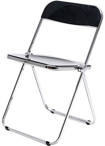 Kreativer Tragbarer Klappstuhl, Modischer Bunter Transparenter Klappstuhl, PC-Rückenstuhl Für Den Haushalt, Kann 120 Kg Tragen(Color:Schwarz)
