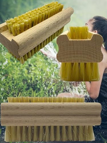 3 x MAAJ Set DOPPELSEITIGE NAGELBÜRSTE/HANDWASCHBÜRSTE Holz MIT HARTEN Fiber-Borsten - VEGAN - PLASTIKFREI - Made IN Germany