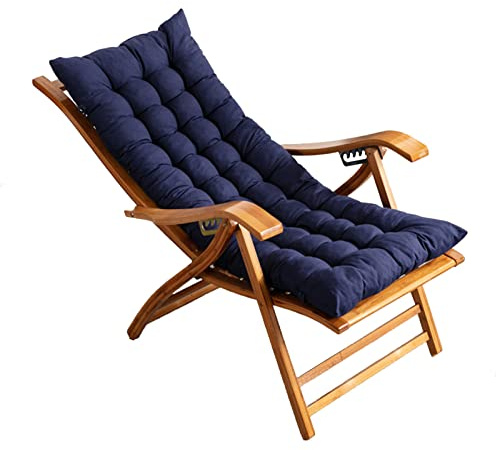 CCYENG Klappbarer Liegestuhl, 5-Fach Verstellbarer Sonnenliegestuhl aus Holz für Garten/Terrasse/Balkon, Loungesessel aus Bambus mit abnehmbarem Kissen, 5 Farben